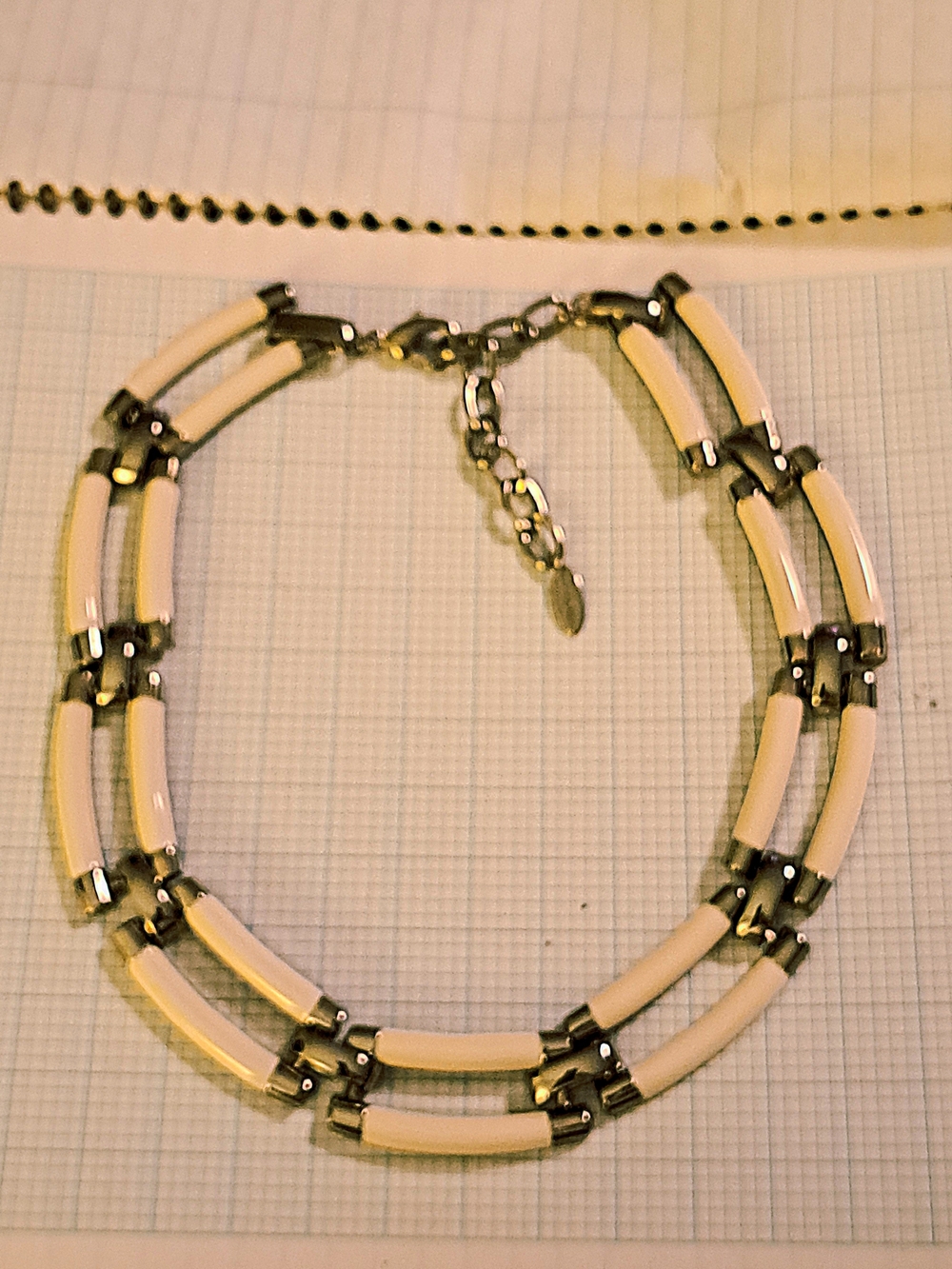 St Thomas Double-Row Cream and Gold Tone 80s Tubular Necklace - Women's Jewelry
